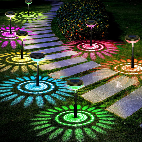 Solar Pathway Lights 4 Pack, Färgskiftande LED Vattentät Solar Warm light+colorful gradient