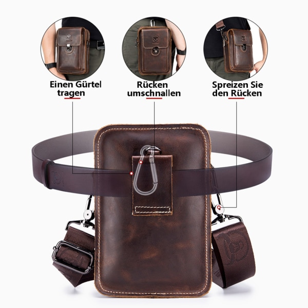 Herr Crossbody Väska i Läder - Brun