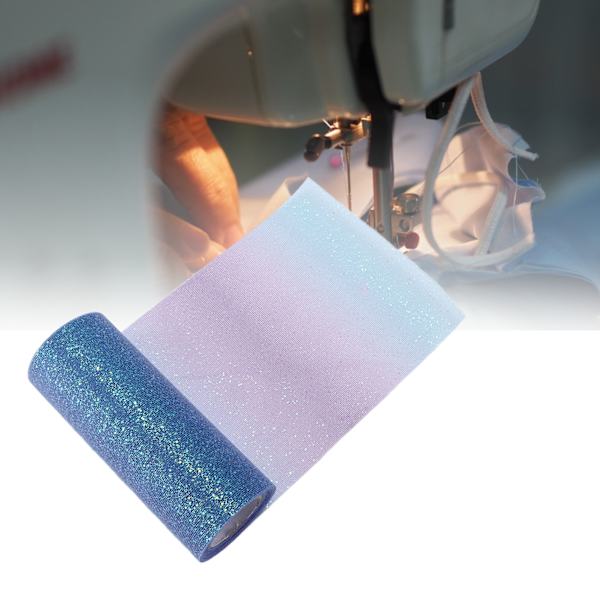 Regnbågsglitter Tyll Lång Flexibel Utsökt Praktisk Bred Applikation Bländande Tyll för Bröllopsfest Gradient Blå