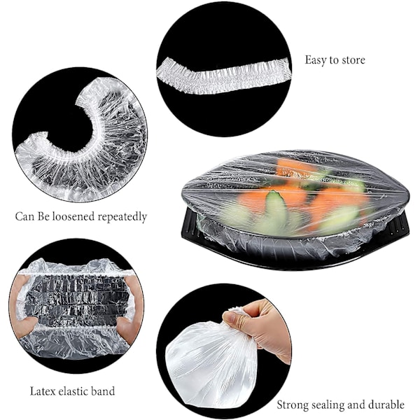 Elastiska skålskydd i plast, säkert material, förvaringspåsar, elastiska återanvändbara matskydd för bred användning i kök och utomhusmiljöer