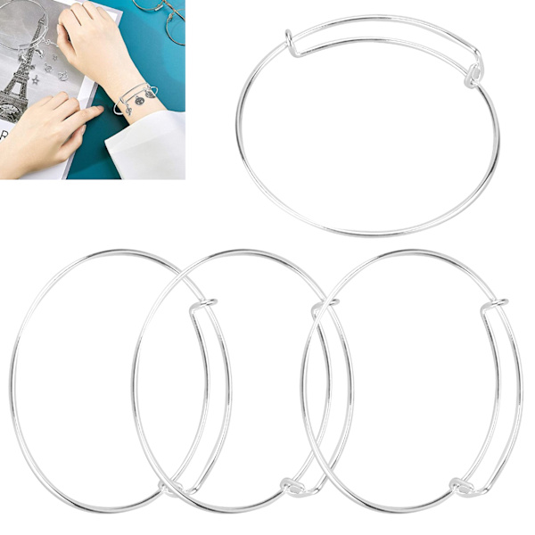 20PCS rostfritt stål AntiRost Expanderbar Armband Justerbar DIY Handgjord Silver Armband
