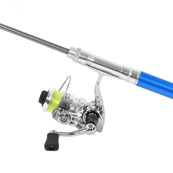 Bärbar Mini Penformad Fiske Spö Stång Fickretractable Fiske Spö med Rulle HjulBlå