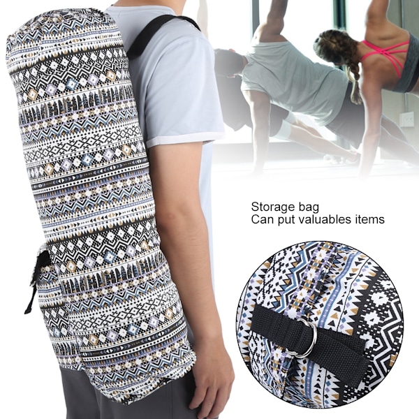 Yogamatta Väska Multifunktionell Justerbar Axelrem Tränings Yogamatta Väska Svart Vit