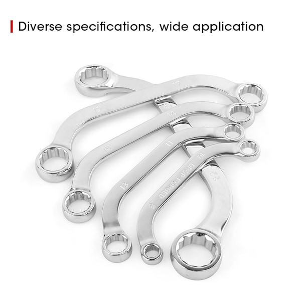 5-pack Dubbeländad Skiftnyckel Multifunktionell 45# Stål Dodekagon Kombinationsnyckel 8‑22mm