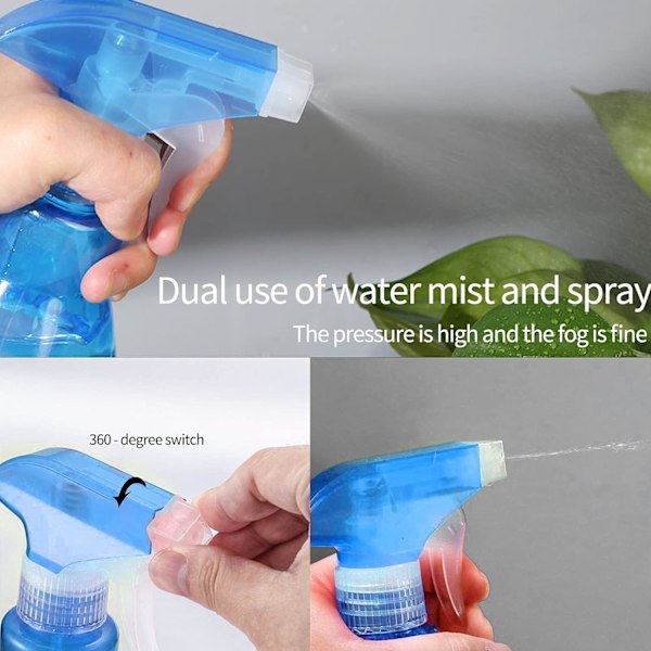 2 st sprayflaskor, tomma plastsprayer, påfyllningsbar pumpspray, tom sprayflaska, vattenspruta för trädgård, hår, växter, blå, röd, 500 ml