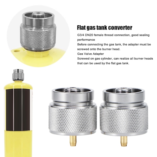 2 st G3/4 DN20 FNPT utomhus campingspis platt tankar omvandlare gaspåfyllningsventil adapter