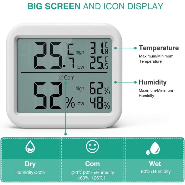 Digital inomhustermometer Hygrometer - Lätt att läsa