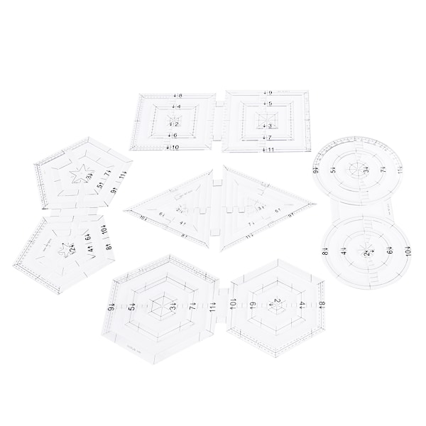 Quiltlinjaler för att klippa mönster, akryl quiltlinjal med laseretsade markeringar, halv hexagon quiltmall, ritverktyg för DIY-hantverk,