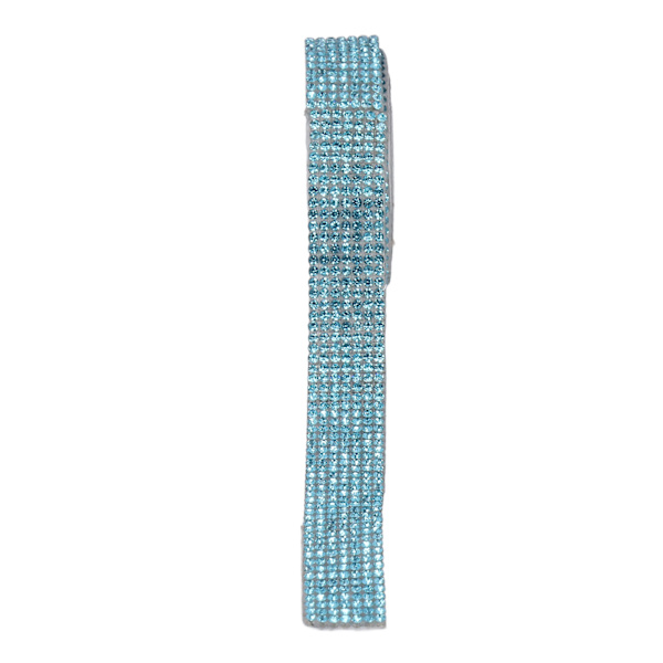 Rhinestone Strip Lake Blue 5yd Längd Självhäftande Bling Kristallband för Fest Bröllop Hem