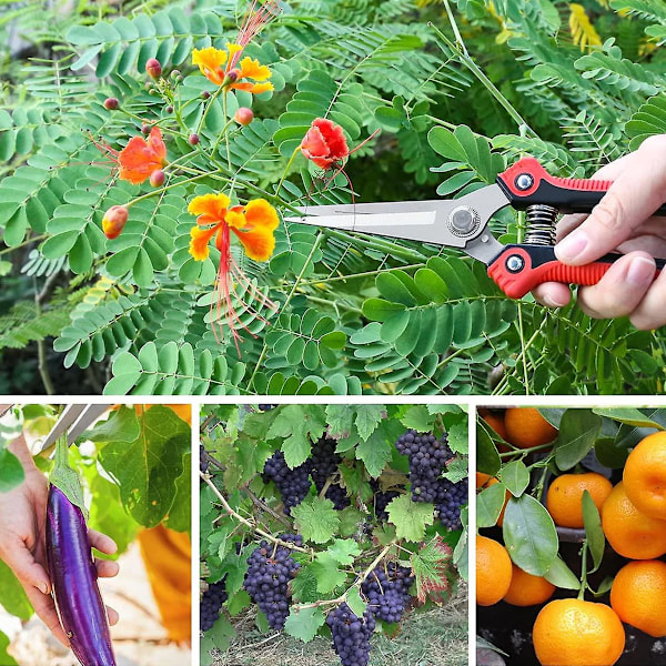 Förlängd modell Multifunktionell trädgårdssax i rostfritt stål, halkfritt grepp, enkel precisionsklippning för trädgårdsarbete, långt rakt blad, säkerhet