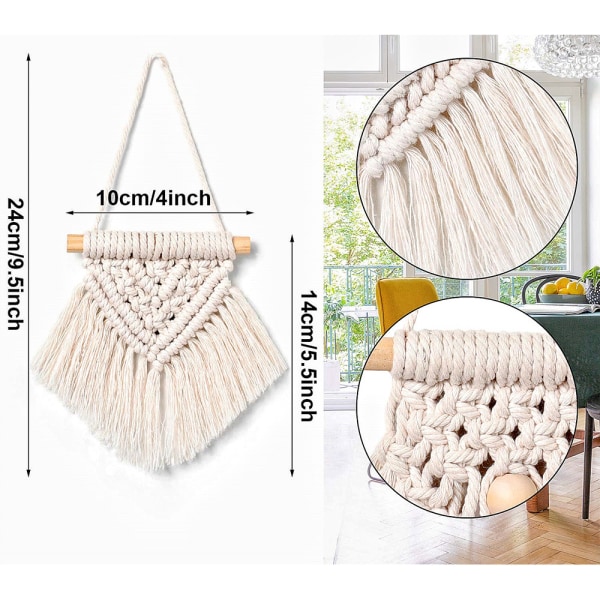 5-pack Mini Macrame Väggdekoration Hantverk Vävda Gobeläng Kvast Väggdekoration Ornament Boho Väggdekoration Macrame för Lägenhet Rum Hem