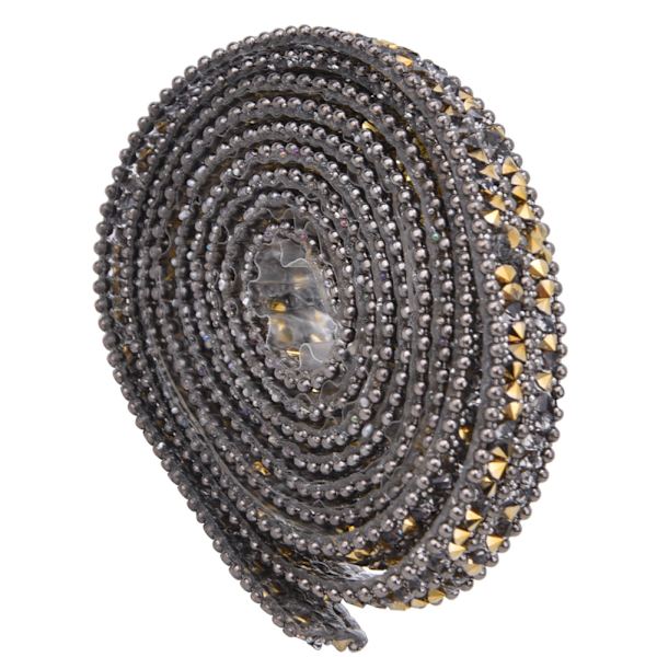 1m x 1cm Kristallglas Strasskedja Hotfix Band Bröllopsklänning Jeans Dekoration Guld
