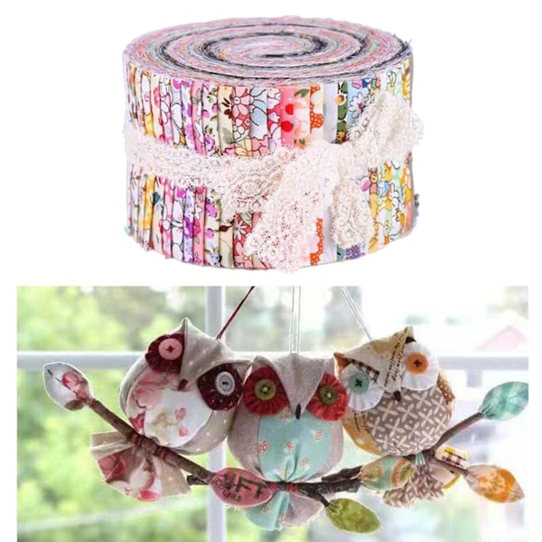 36 Stycken Jelly Tygremsor 2,5 Tum Rullade Tyg Quiltingremsor Blomstertryckta Hantverkstyger Paket Förskurna Lapptäcken med Blandade Mönster, Blommor