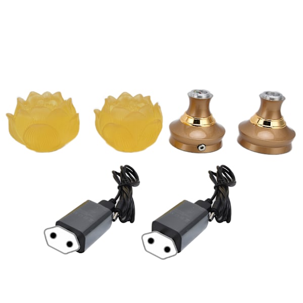 2Set LED Lotus Buddistisk Ljus med Legering Bas Färgglad Buddha Lampor Prydnad Bön Tro Försörjning EU-kontakt 100-240V