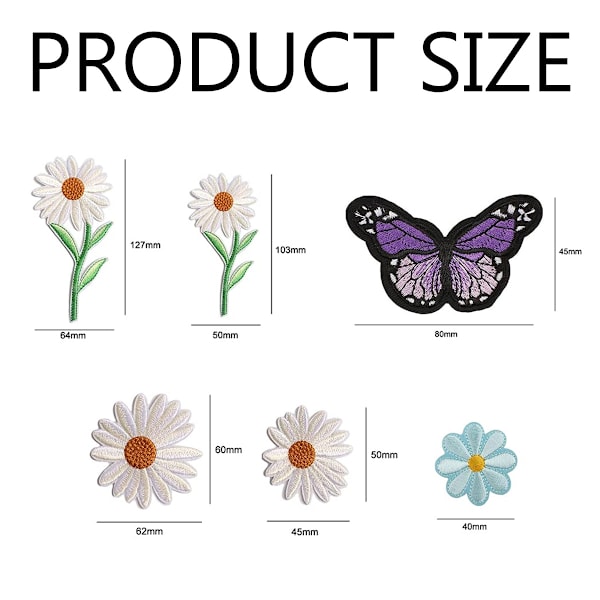 22-pack strykjärnsmärken, strykjärnsmärken, blommor, fjärilar, strykjärnsmärken, för jackor, jeans, handväskor, hantverk, strykjärnsmärken