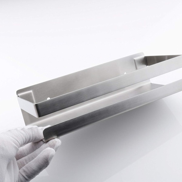 Elegant Rostfri Design Vägg Hylla, Fuktsäker Organizer i Rostfritt Stål, Utrymmesbesparande Väggmonterad Förvaring för Kök Sovrum Vardagsrumsinredning