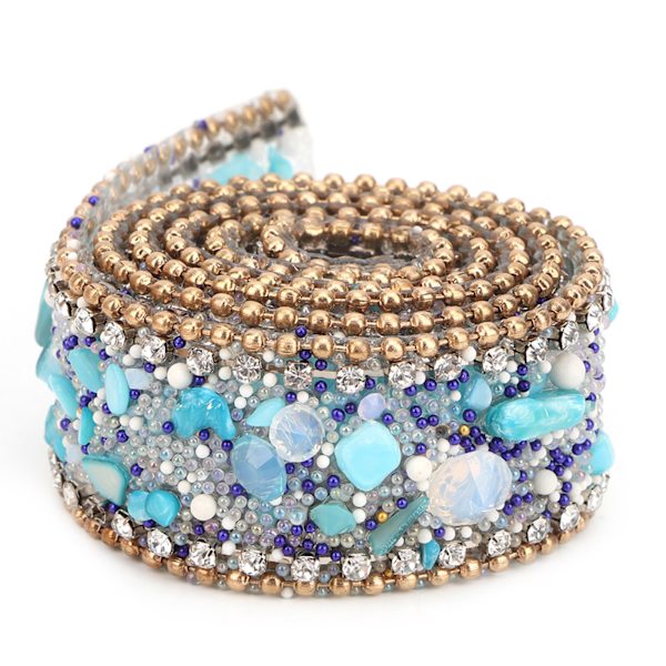2,5 cm DIY diamantnät omslagsrulle kristall strass kedjetrim band dekoration (#02)
