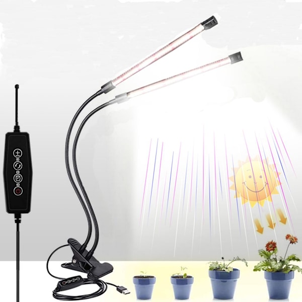 Växtlampa för inomhusbruk, fullspektrum 3000K varmvit 5000K vit 660nm röda LED-dioder, automatisk cykelbrytare med timerinställningar för 3/9/12 timmar,