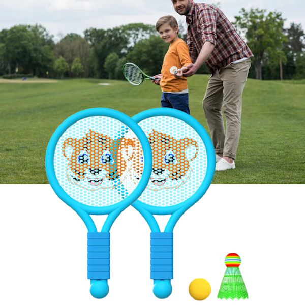 Badmintonracket för barn, lätt badmintonracket leksaksset för 3-7 år pojkar flickor inomhus utomhus blå tiger