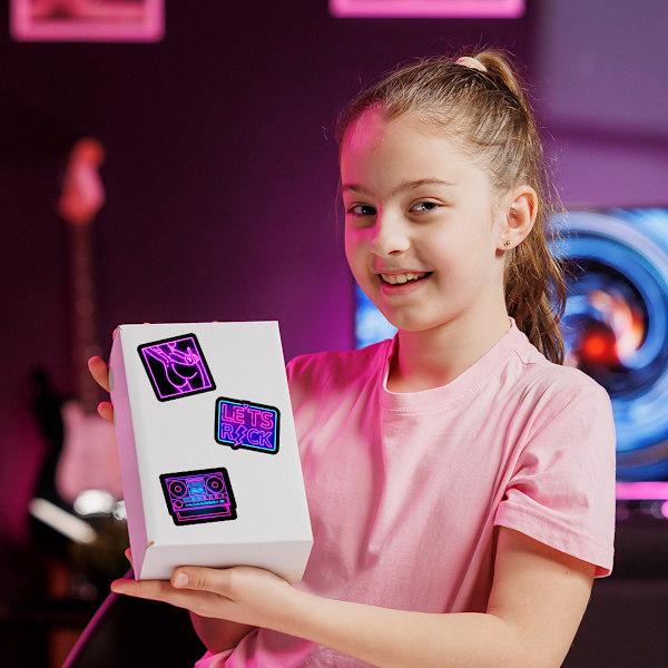 Stickerpaket för kreativa hjärnor, tjocka och hållbara giftfria coola neonstickers, perfekt för att personifiera din utrustning