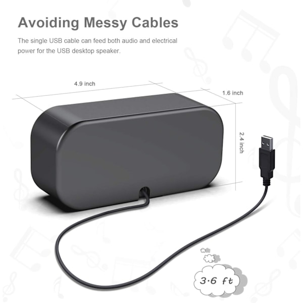 USB-datorhögtalare, PC-högtalare för stationär dator, liten bärbar högtalare med högkvalitativt ljud, hög volym, plug and play