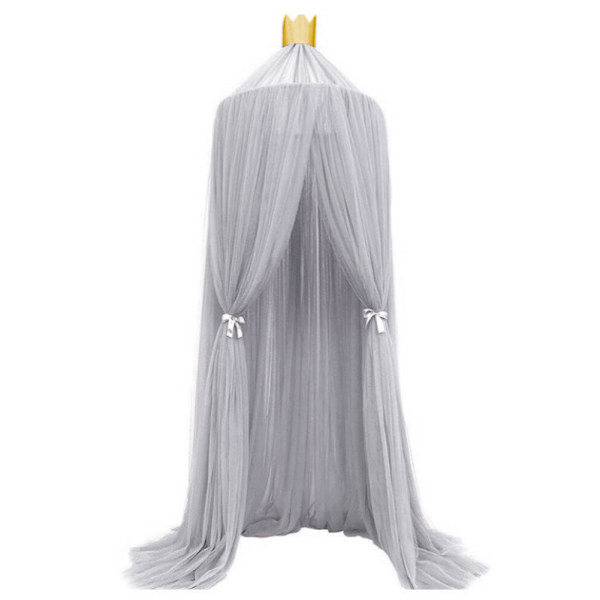 Elegant Färg Hem Mesh Myggnät Barn Säng Baldakin Nät Barn Baby SovrumGrå