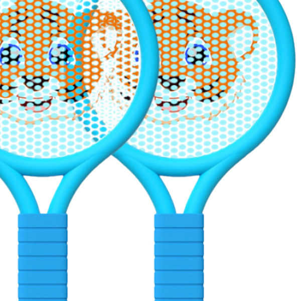 Badmintonracket för barn, lätt badmintonracket leksaksset för 3-7 år pojkar flickor inomhus utomhus blå tiger