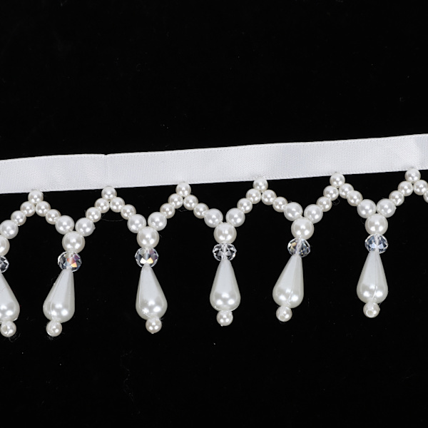 Pärlband med fransar, bandkant, trim, hänge, handgjord, hantverk, DIY, kläder, gardintillbehör (4,5 cm bredd)