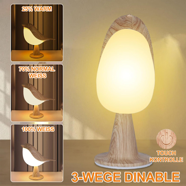 Multifunktionell Lampa, Portabel Design för Användning Överallt, Touchsensor Bordslampa med Varmt Ljus, Uppladdningsbart Batteri för Läsning & Nattbehov
