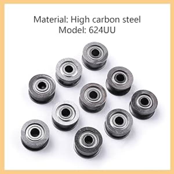 Djupt spårade kullager, U624ZZ4 20-pack metallförseglade kullager U-formade kabelstyrningar 4 x 13 x 7 mm
