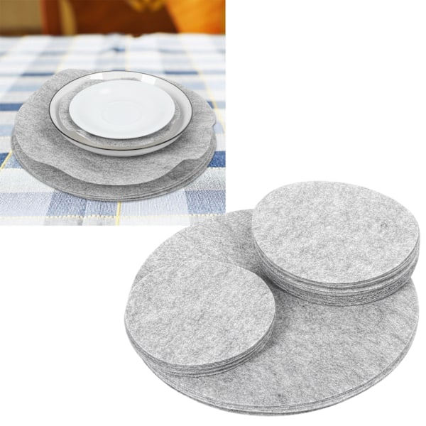 Filt Tallriksförvaringsdelare Skydd, Premium Mjukt Filtmaterial Tallriksskydd för Porslinsglas Skydd i Kök &amp; Husbilar, Grå