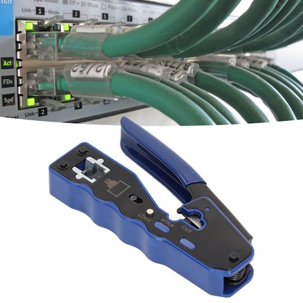 RJ45-verktygsset för krympning, kabelavskärare och kabelavskalare med 50 st RJ-kontakter för nätverk