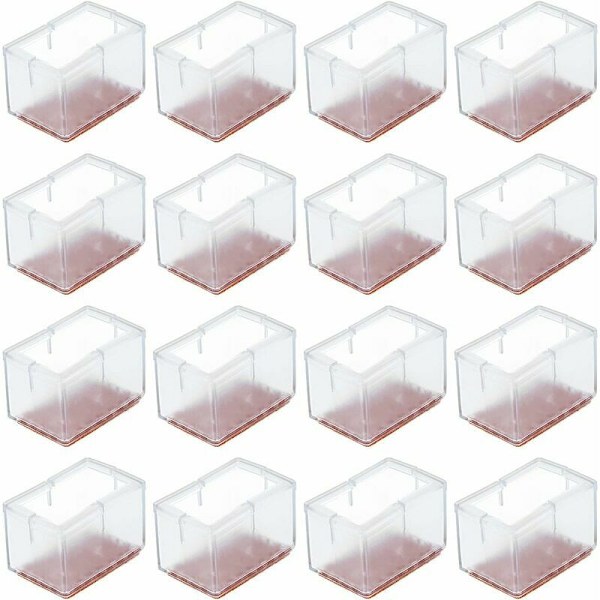 Set med 16 halkfria rektangulära PVC-skydd för stolsben, möbelben