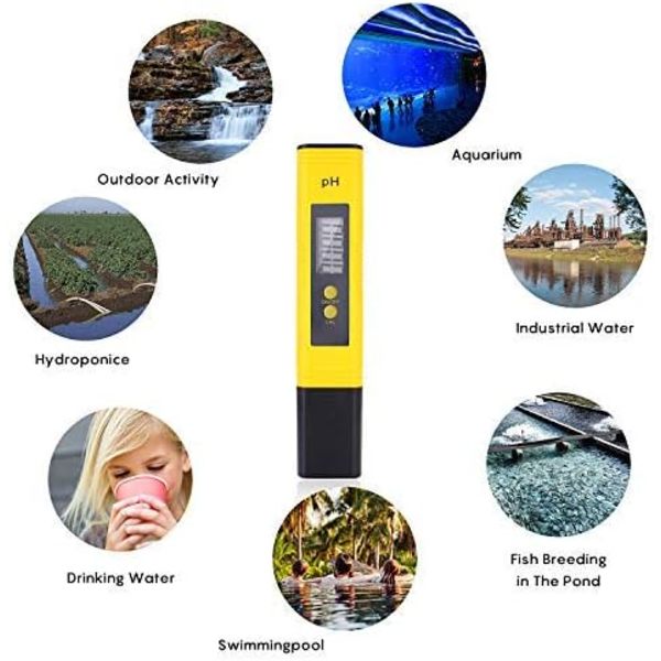 Digital PH-mätare, Bärbar Digital PH-testare Läsare 0,01 pH Upplösning, Test med 0-14 pH Mätintervall med ATC för Dricksvatten, Akvarier,