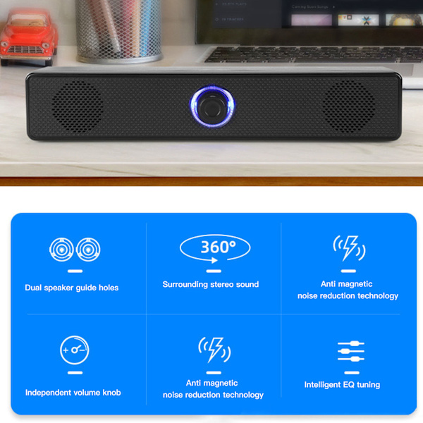 Datorhögtalare Lång Bar Mobiltelefonhögtalare USB-vredkabelansluten Liten högtalare för Hemmakontor Bluetooth-modell