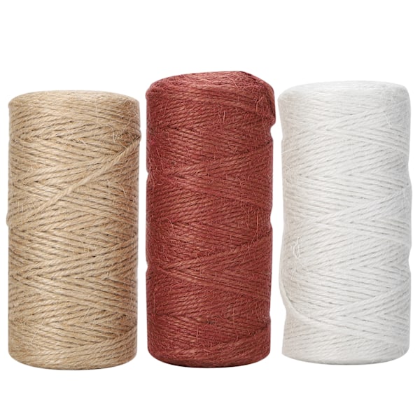 3 st Jute Rep Vit Brun Khaki Flätad Rep DIY Förpackning Tjock Tråd Tillbehör 2mm