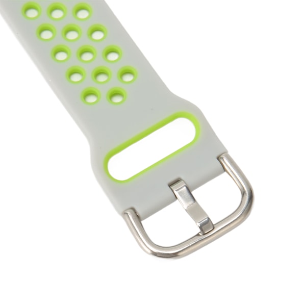 Andningsbar silikonklockarmband med skyddande stötfångarhölje, tillbehör som passar Mi Band 7 Pro, grågrön och vit