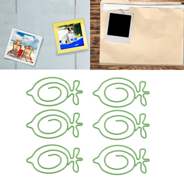 100 st Söta Gem av Papper Härlig Fruktdesign Utsökt Färg Bred Användning Gem för Barn för Kontor Skola Hem Grön Citron