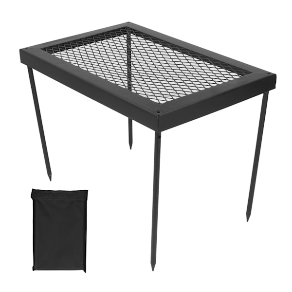Utomhus BBQ järnnätbord fyrkant hopfällbar grillplatta för camping picknick köksredskap förvaring
