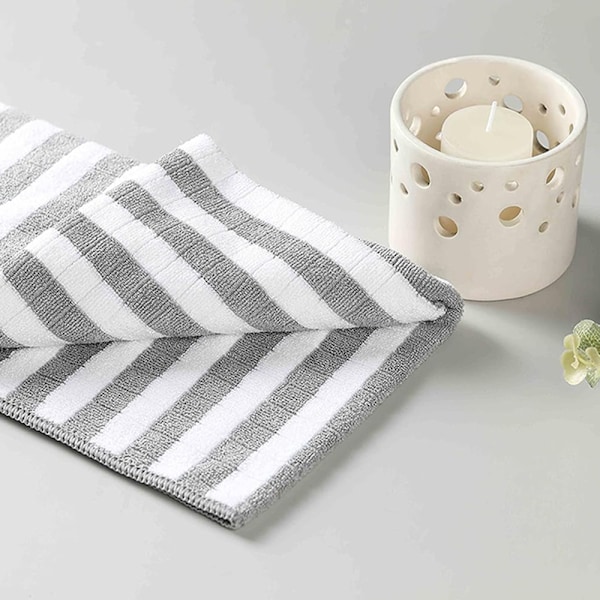 Disktrasor i mikrofibermaterial, superabsorberande mångsidig kökshjälp, luddfri snabbtorkande grå och vitrutig design, värdepack