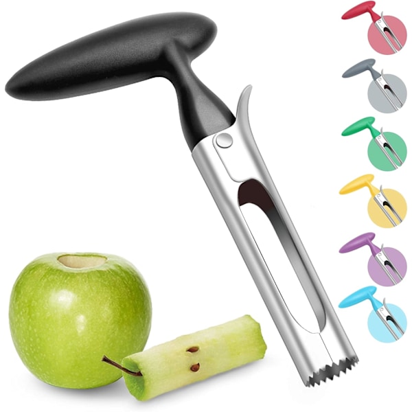 Äppelurtagare, äppelurtagare med ABS-handtag och räfflat blad i rostfritt stål, kärnurtagare, svart
