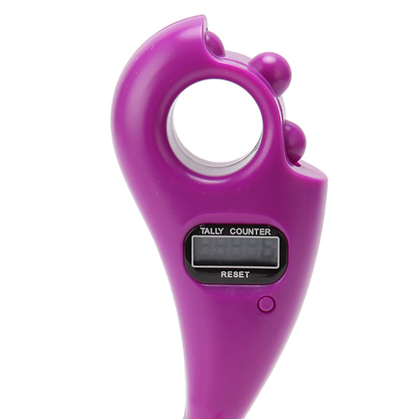 Digital Pärlräknare LCD Lågbrus Automatisk Avstängning Digital Buddha Pärlräknare med Tassel för Meditation Finger Rörelse Lila
