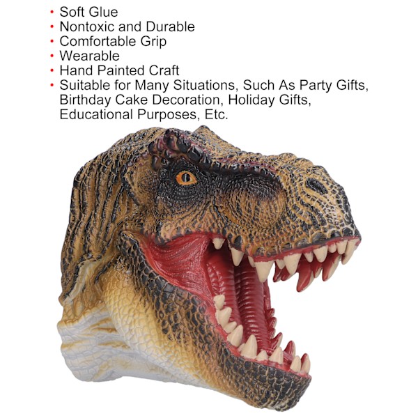 Dinosauriehanddocka i gummi - Bärbar, giftfri, hållbar, slitstark, handmålad dinosauriehanddocka