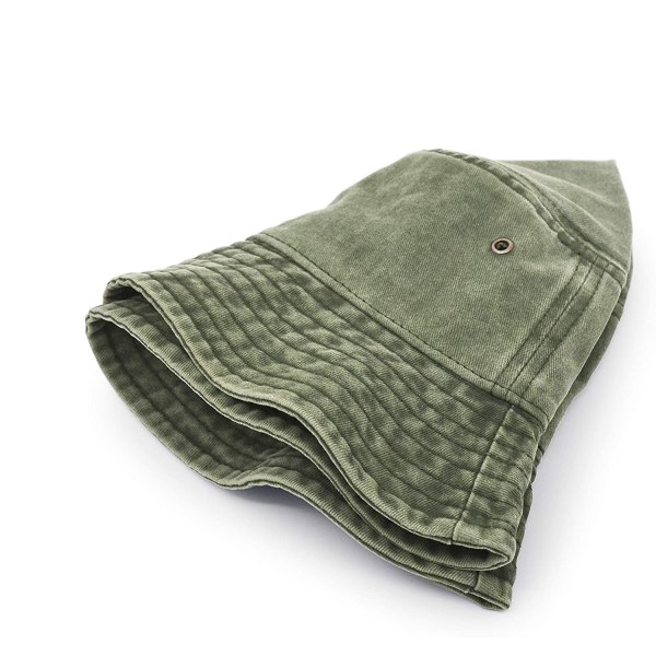 UltraKey Bucket Hat, Bred Brätte Tvättat Denim Bomull Utomhus Solhatt Flat Top Cap för Fiske Vandring Strandsporter