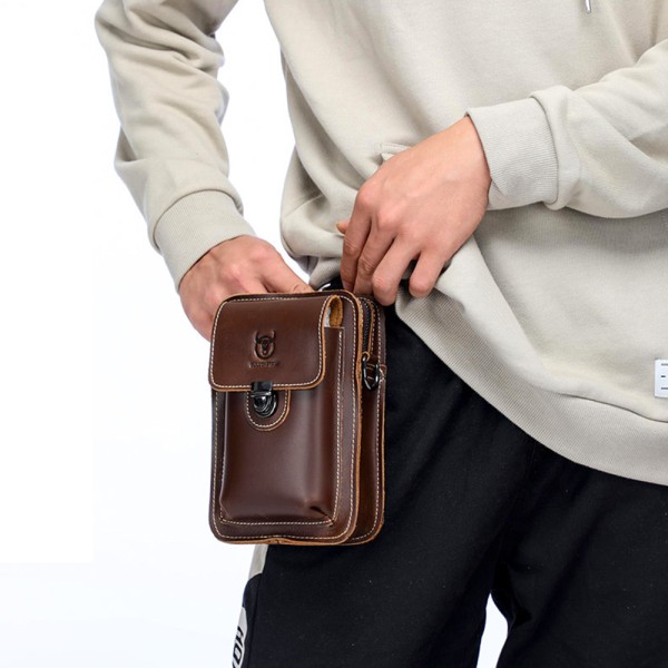 Herr Crossbody Väska i Läder - Brun