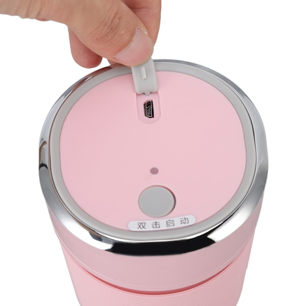 Elektrisk Blender med USB-Laddning, BPA-Fri, En-Delad Tätning, SUS304 Rostfritt Stål Blad, Vattentät, Individuell Blender, Rosa