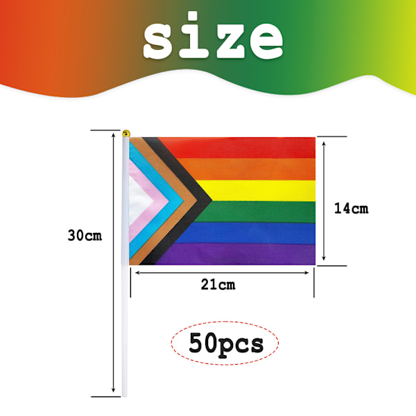 Dekorativa Pride-partyflaggor, återanvändbara Pride-flaggor för parader, fester, bordsdekorationer, 50-pack, hög synlighet