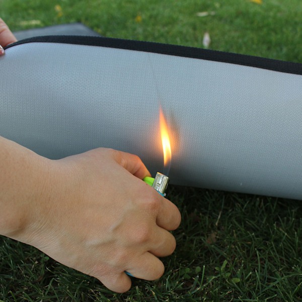 Picknick brandfilt i silikonbelagd glasfiber, grå, filéhörn, flamskyddande matta för camping M