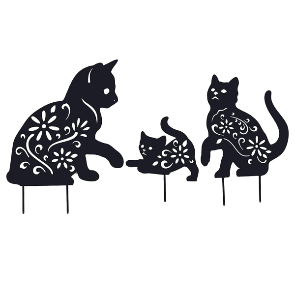Metall Cat Garden Statyer Black Cat Silhouette Cat Dekorative