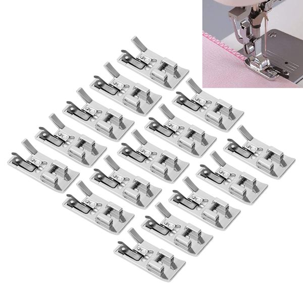 15 st Overlock Pressarfot Universell Rostfritt Stål Snap On Sy Maskin Pressarfot för Hem Sy Maskiner